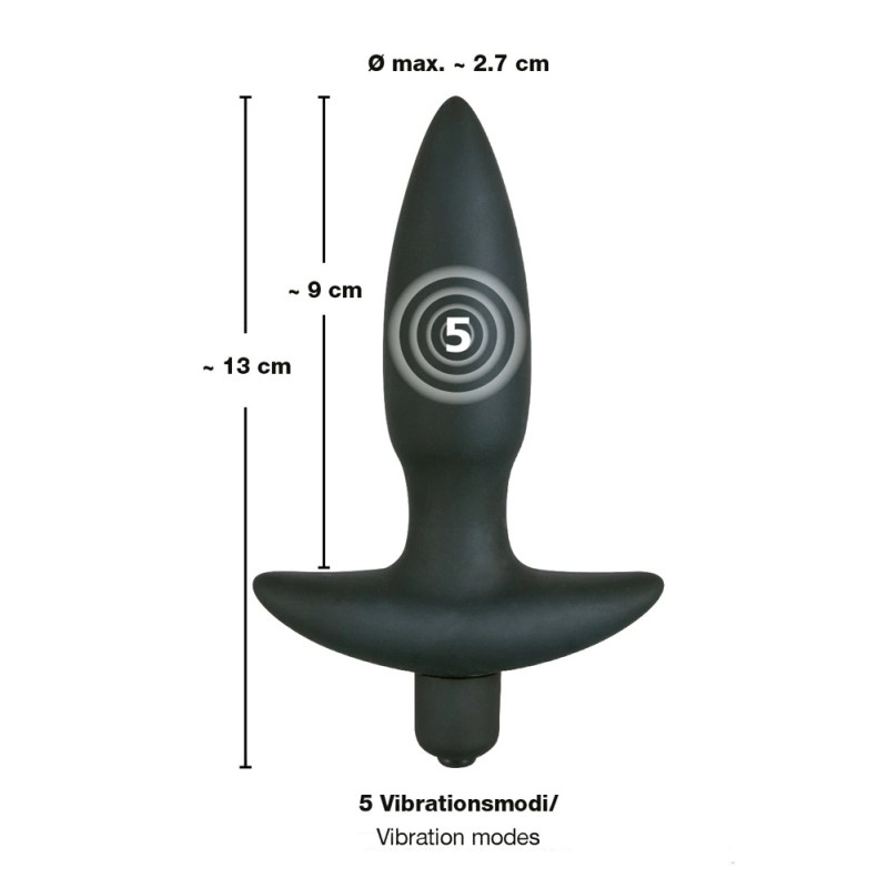 Wibrująca Wtyczka Analna Z Uchwytem Mała(13cm) - Black Velvets